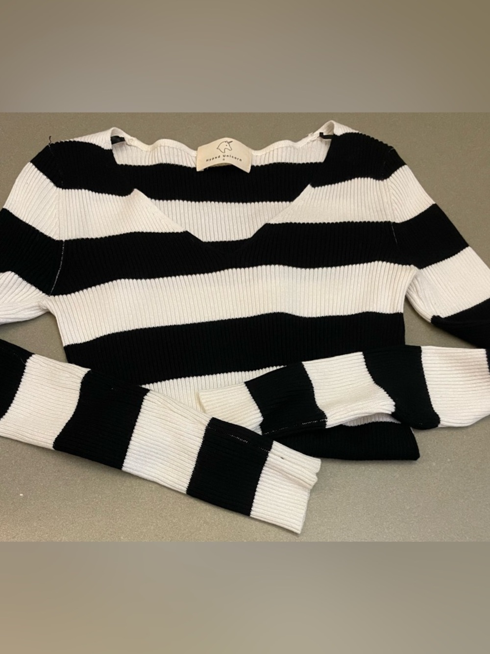 Striped Black and White Ribbed Sweater